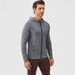 Men's Fitted Full-Zip Hooded Jacket with Front Pockets and Long Sleeves