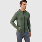 Men's Fitted Full-Zip Hooded Jacket with Front Pockets and Long Sleeves