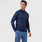 Men's Long Sleeve Quarter-Zip Pullover with Reflective Chest Detail and Slim Fit Design