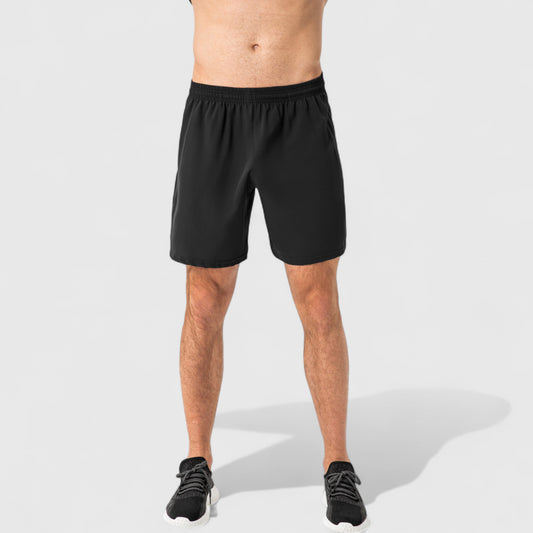 Men's Elastic Waist Athletic Shorts with Above-Knee Length and Relaxed Fit Design