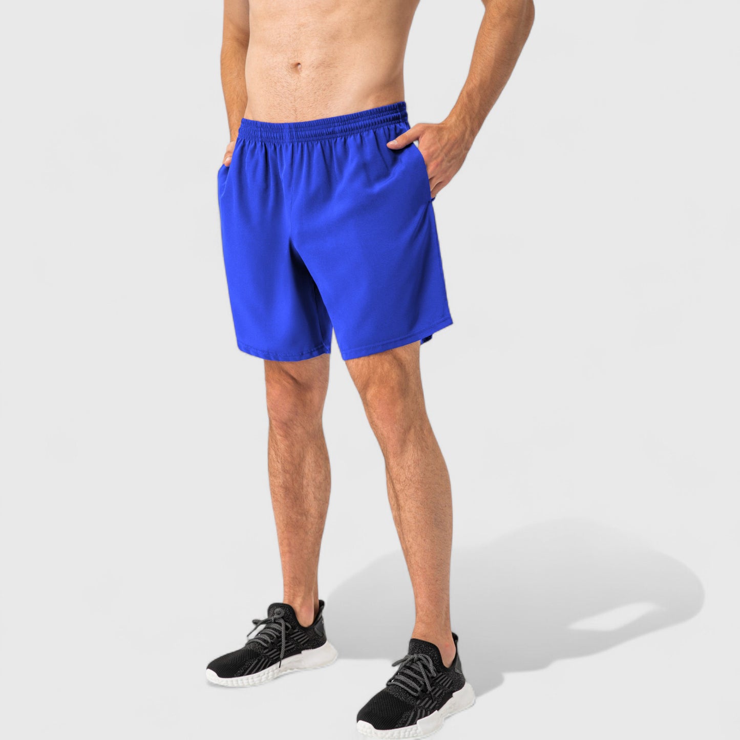 Men's Elastic Waist Athletic Shorts with Above-Knee Length and Relaxed Fit Design