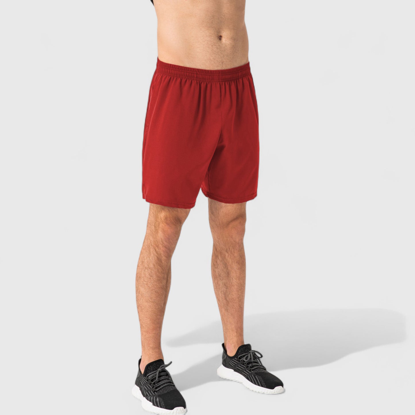 Men's Elastic Waist Athletic Shorts with Above-Knee Length and Relaxed Fit Design