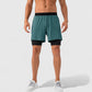 Men's 2-in-1 Training Shorts with Inner Compression Layer and Elastic Waistband