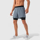 Men's 2-in-1 Training Shorts with Inner Compression Layer and Elastic Waistband