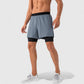 Men's 2-in-1 Training Shorts with Inner Compression Layer and Elastic Waistband