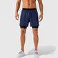 Men's 2-in-1 Training Shorts with Inner Compression Layer and Elastic Waistband
