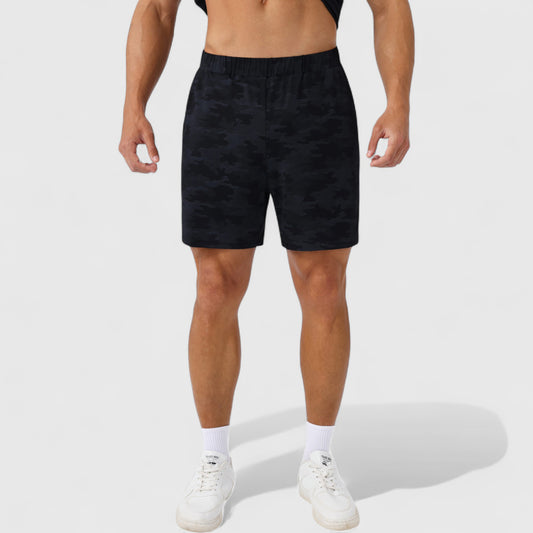 Men's Printed Athletic Shorts with Elastic Waistband and Side Pockets