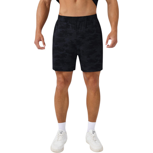 Men's Printed Athletic Shorts with Elastic Waistband and Side Pockets