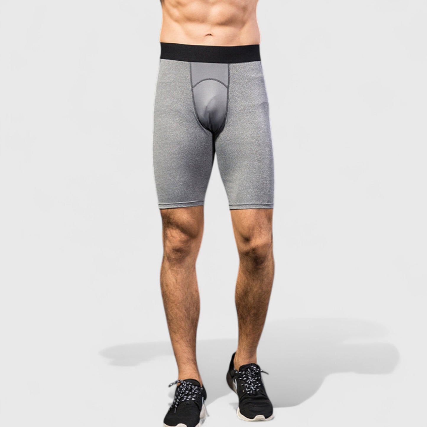 Men's Padded Compression Cycling Shorts with Wide Waistband and Mid-Thigh Length