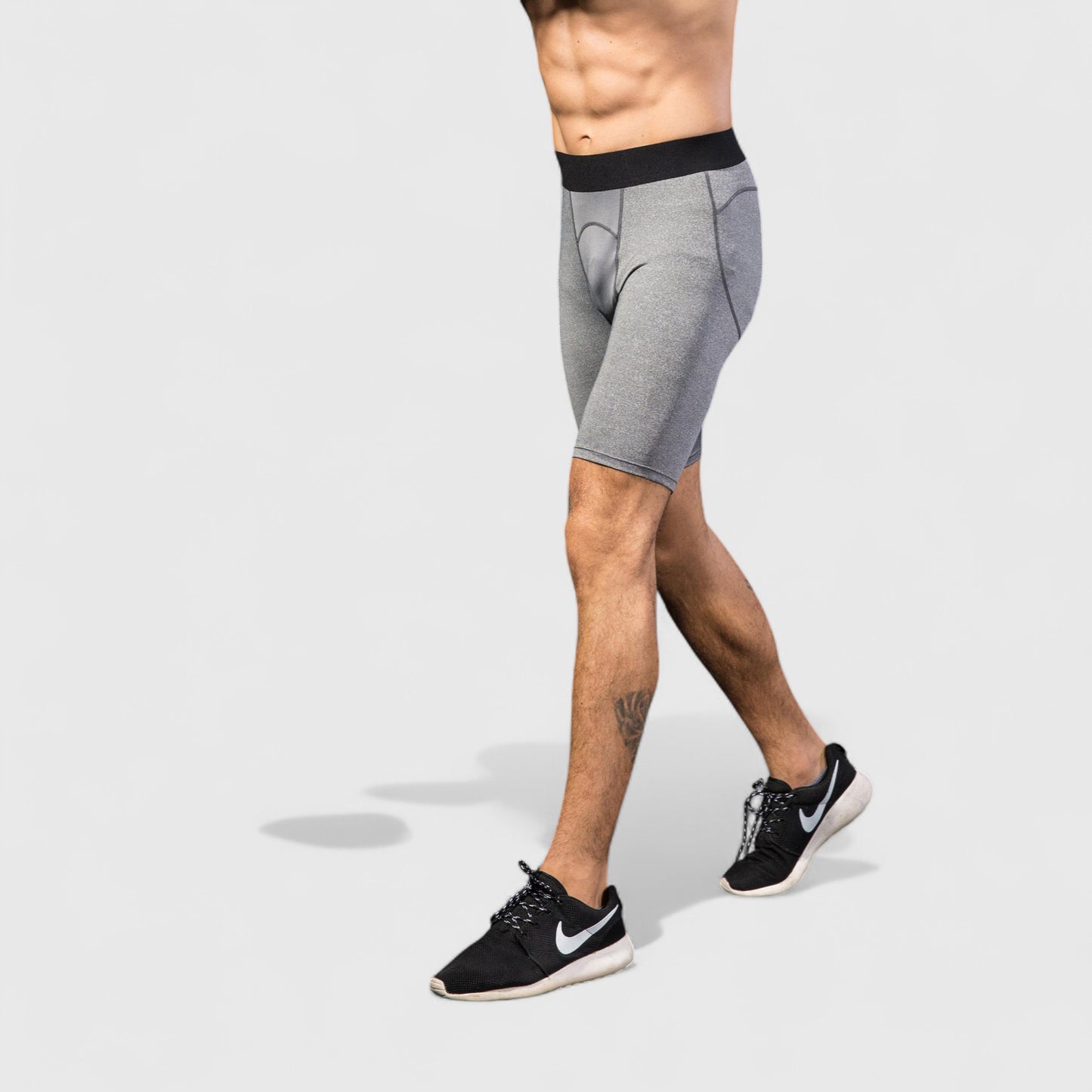Men's Padded Compression Cycling Shorts with Wide Waistband and Mid-Thigh Length