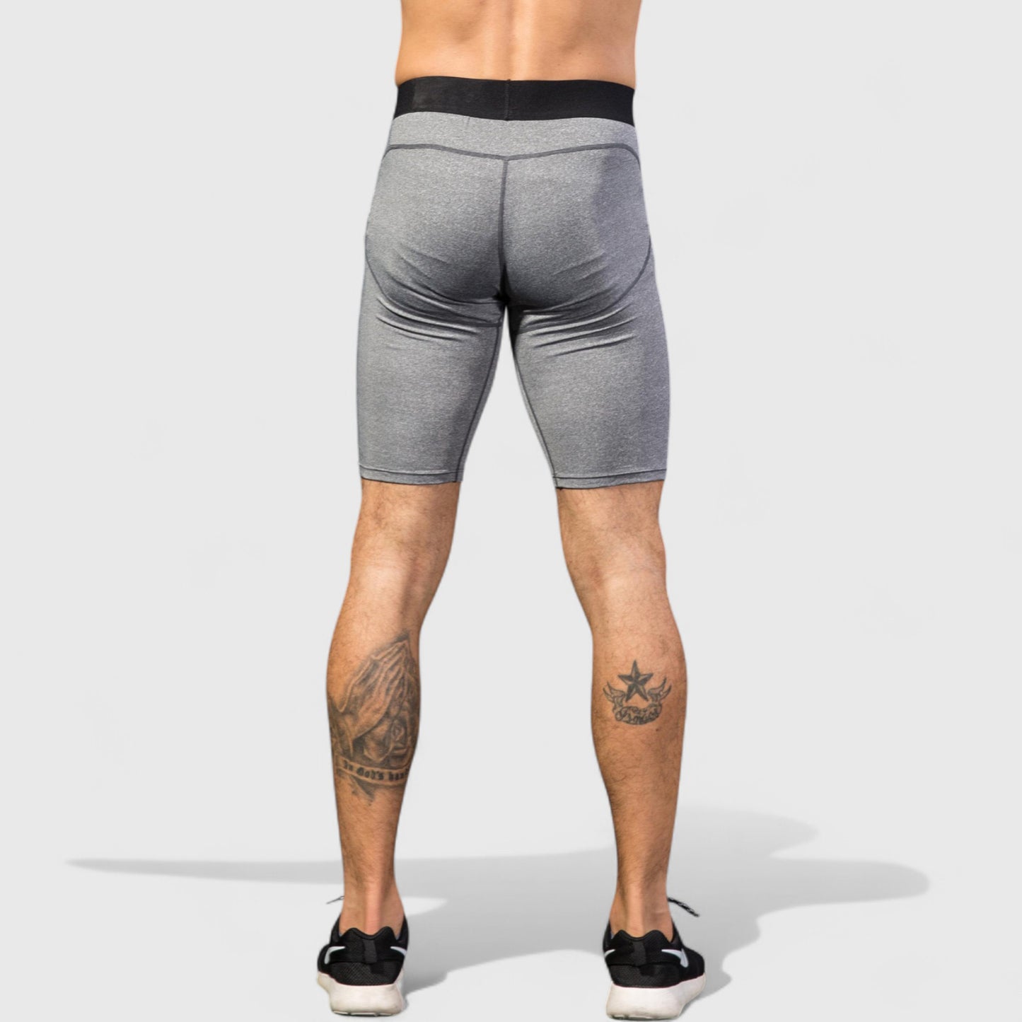 Men's Padded Compression Cycling Shorts with Wide Waistband and Mid-Thigh Length
