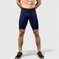 Men's Padded Compression Cycling Shorts with Wide Waistband and Mid-Thigh Length