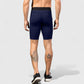 Men's Padded Compression Cycling Shorts with Wide Waistband and Mid-Thigh Length