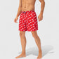 Men's Tropical Print Swim Trunks with Elastic Waistband and Side Pockets