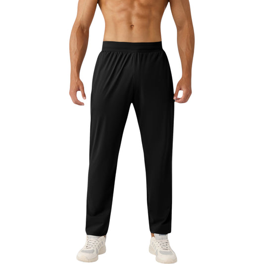 Men's Athletic Training Pants with Elastic Waistband and Straight Leg Fit
