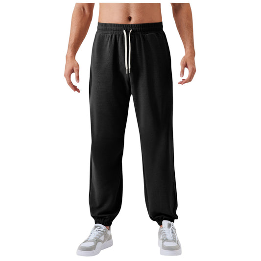 Men's Jogger Pants with Drawstring Waistband and Elastic Cuffs for Active Comfort