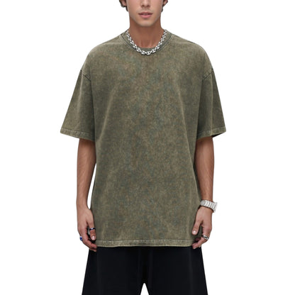 Men's Oversized Short Sleeve Crew Neck T-Shirt with Washed Effect