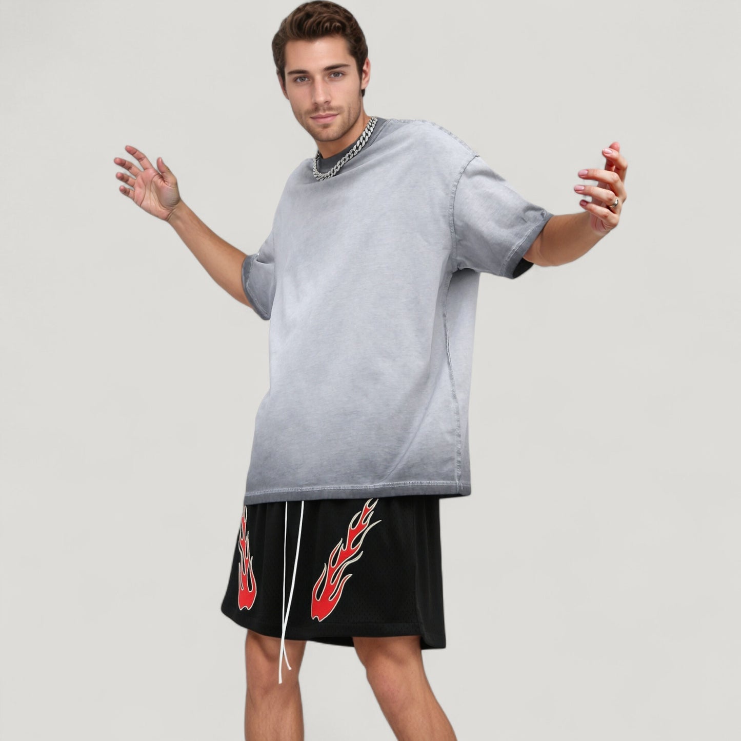 Men's Gradient Short Sleeve Crew Neck T-Shirt with Relaxed Fit and Minimalist Design