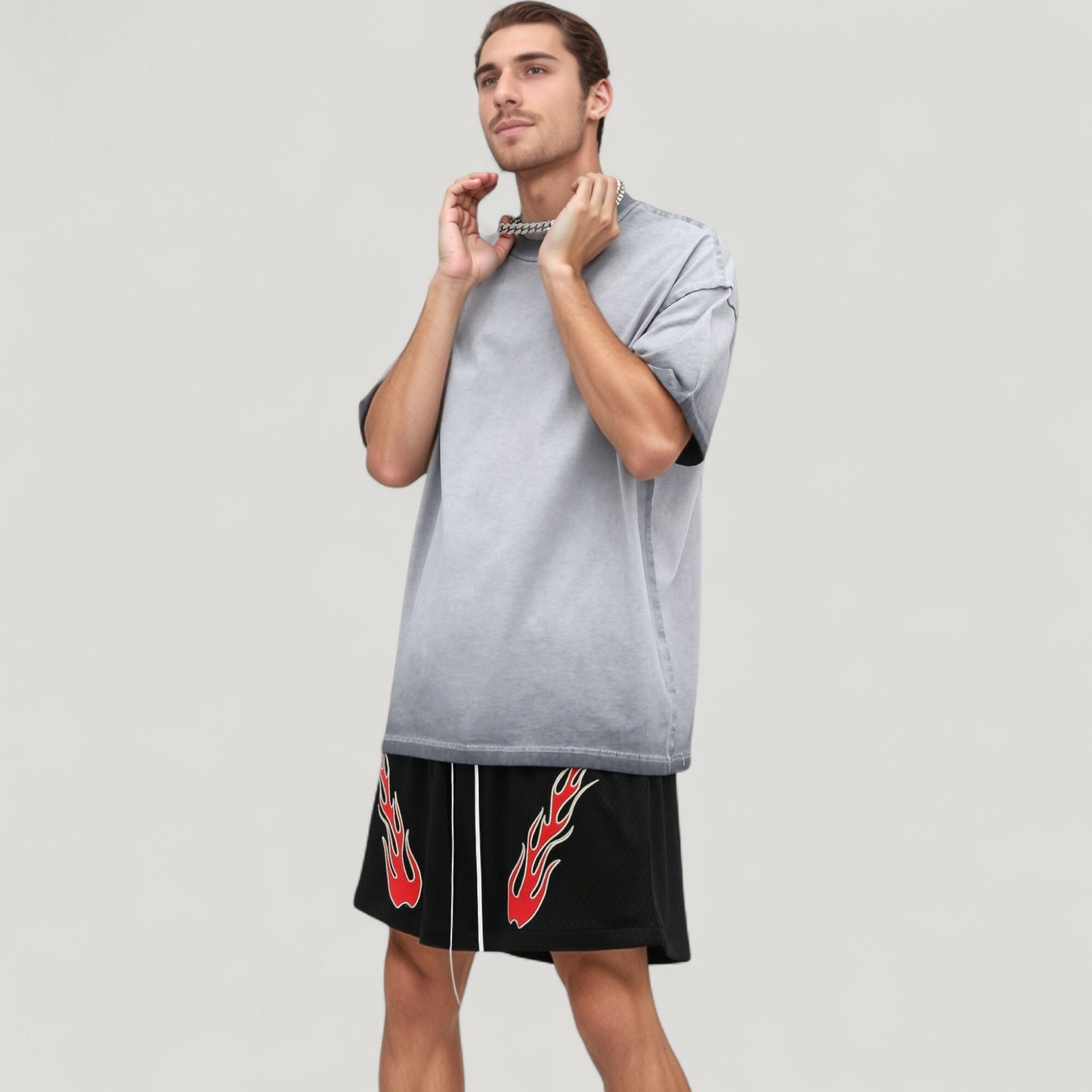 Men's Gradient Short Sleeve Crew Neck T-Shirt with Relaxed Fit and Minimalist Design