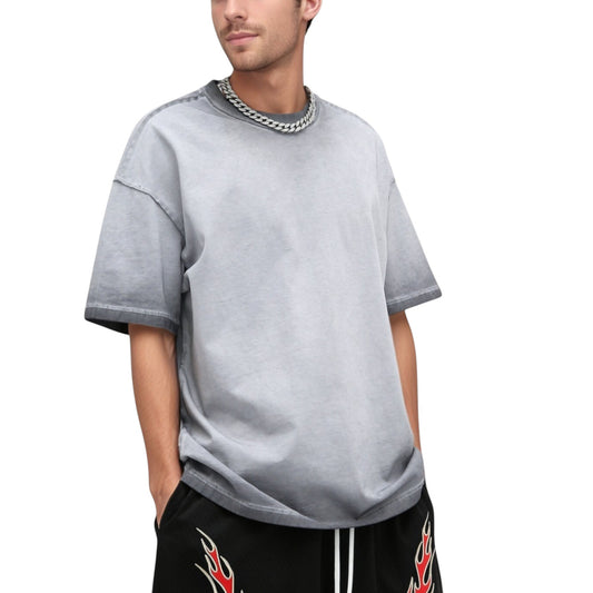 Men's Gradient Short Sleeve Crew Neck T-Shirt with Relaxed Fit and Minimalist Design
