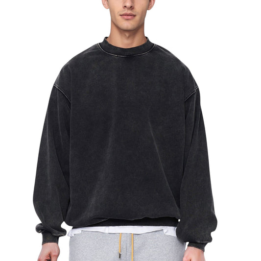 Men's Oversized Crew Neck Long Sleeve Sweatshirt with Relaxed Fit and Minimalist Style