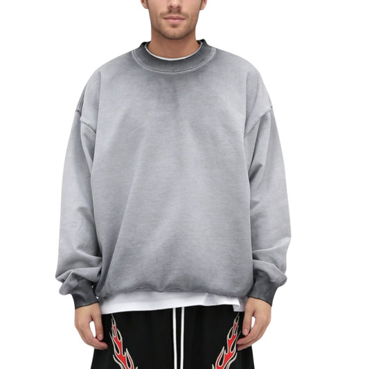 Men's Oversized Crew Neck Long Sleeve Sweatshirt with Dropped Shoulders and Relaxed Fit