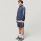 Men's Full Zip Hooded Jacket with Elastic Hem and Contrast Sleeve Stripes