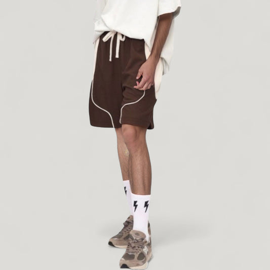Men's Colorblock Drawstring Waist Relaxed Fit Casual Shorts with Side Pockets
