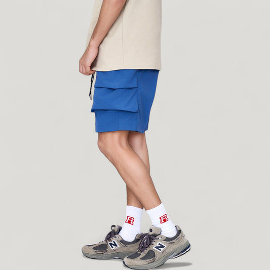Men's Cargo Pocket Drawstring Shorts with Relaxed Fit and Elastic Waist