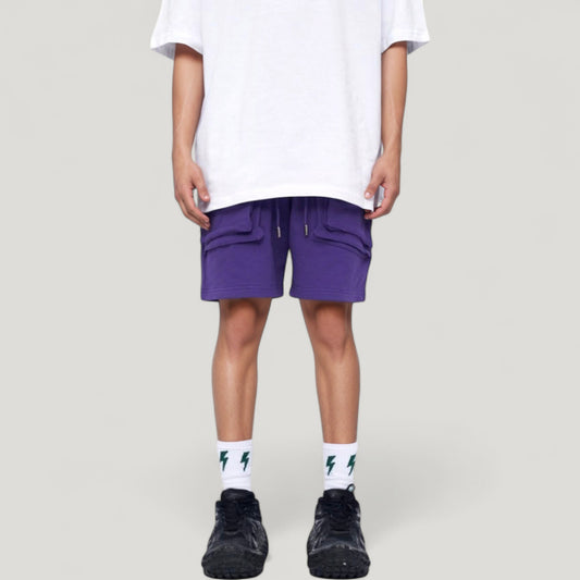 Men's Multi-Pocket Drawstring Waist Relaxed Fit Casual Cargo Shorts with Zipper Details