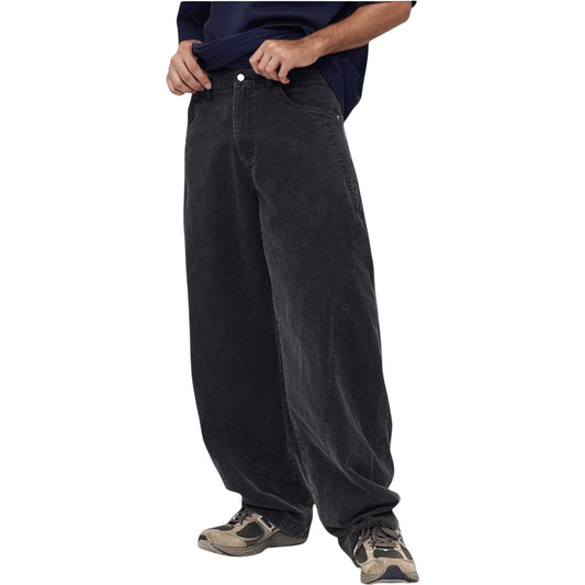 Men's Wide Leg Relaxed Fit Pants with Classic Five-Pocket Design