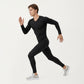 Men's Long Sleeve Compression Athletic Shirt with Stretch Fabric and V-Neck Design