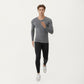 Men's Long Sleeve Compression Athletic Shirt with Stretch Fabric and V-Neck Design