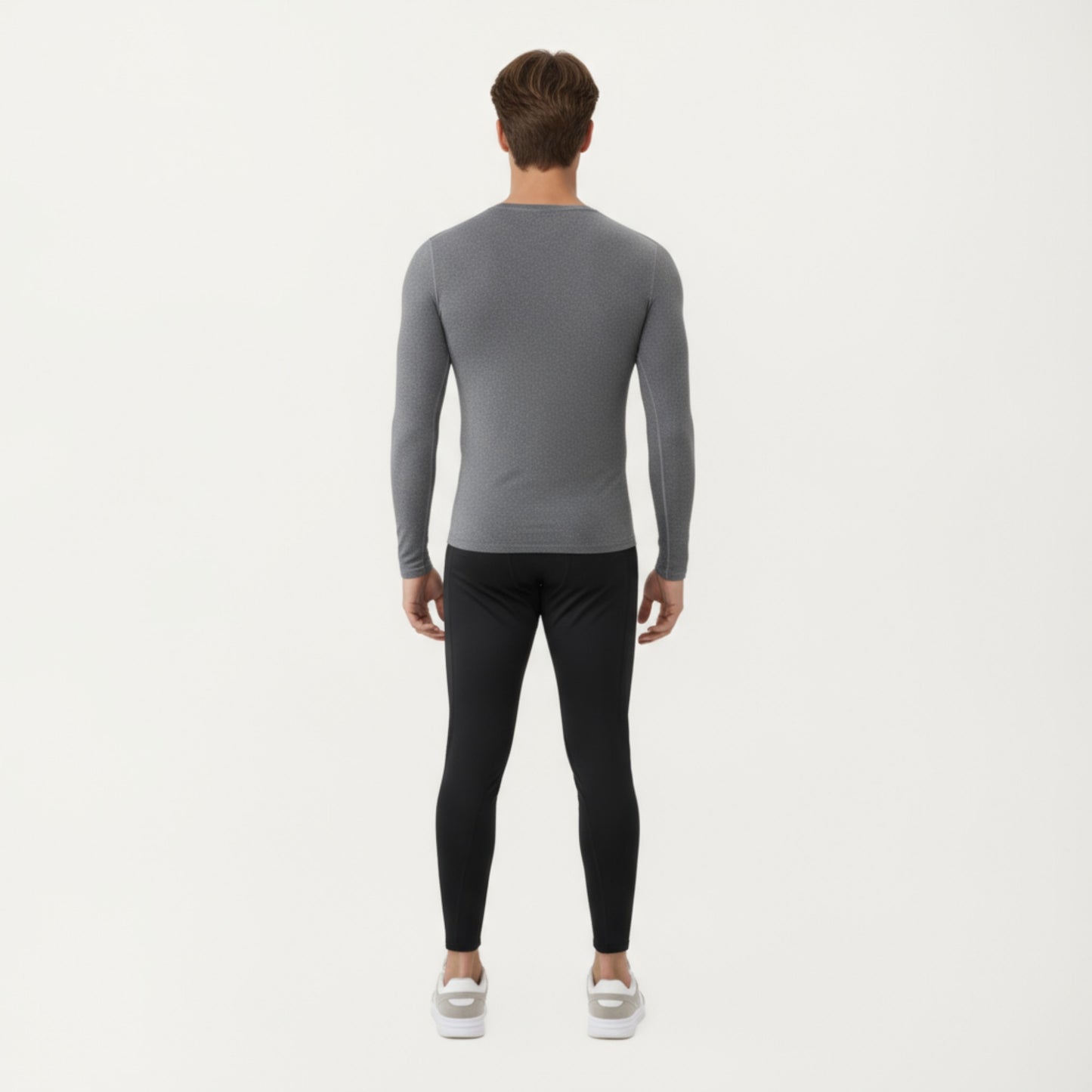 Men's Long Sleeve Compression Athletic Shirt with Stretch Fabric and V-Neck Design
