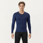 Men's Long Sleeve Compression Athletic Shirt with Stretch Fabric and V-Neck Design