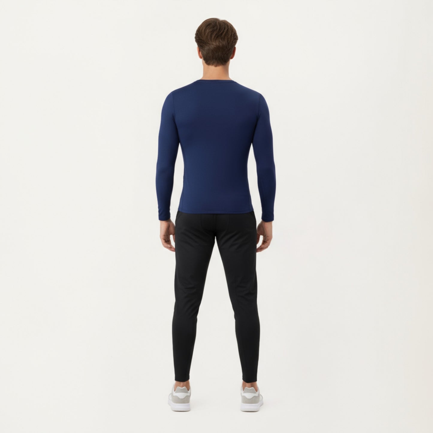 Men's Long Sleeve Compression Athletic Shirt with Stretch Fabric and V-Neck Design