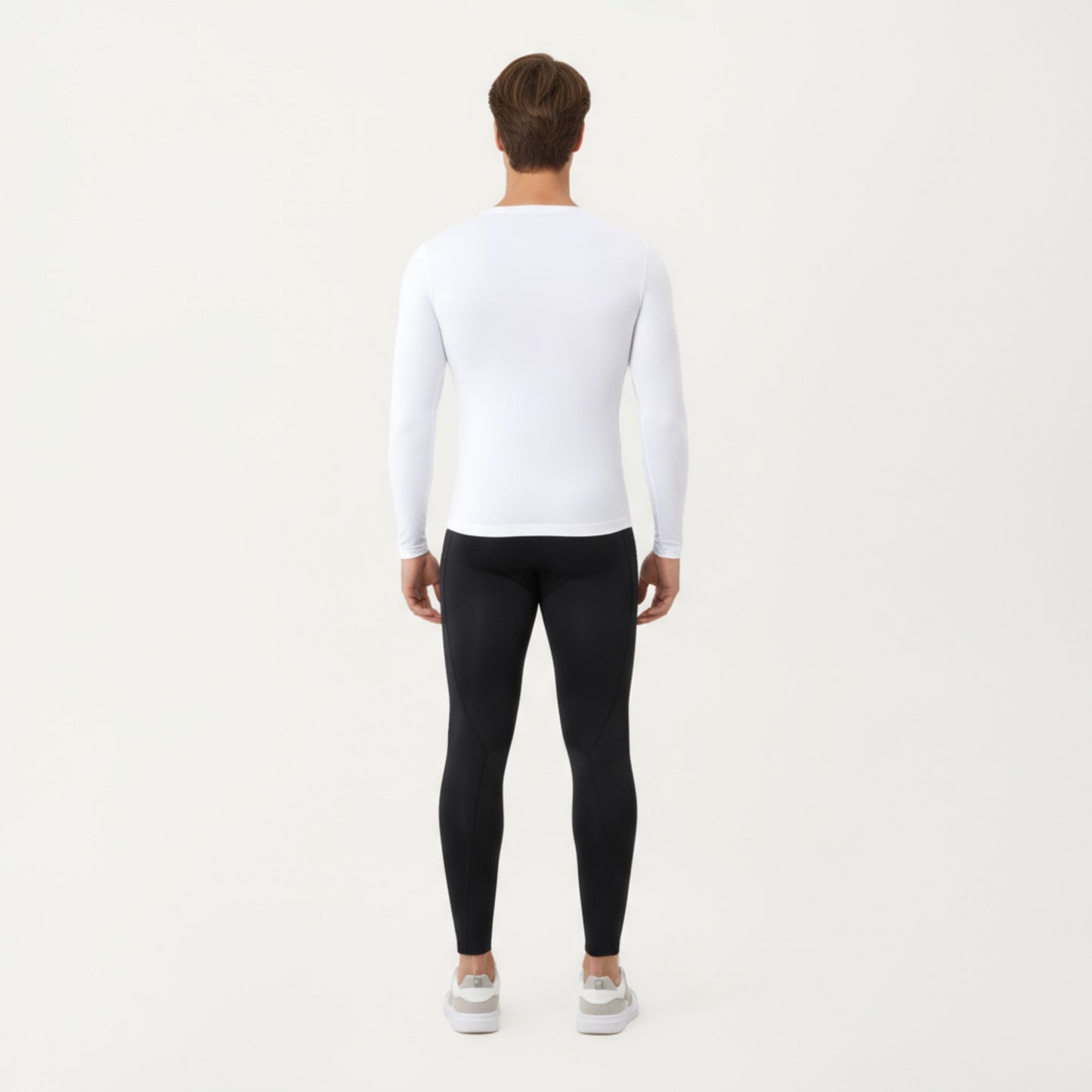 Men's Long Sleeve Compression Athletic Shirt with Stretch Fabric and V-Neck Design