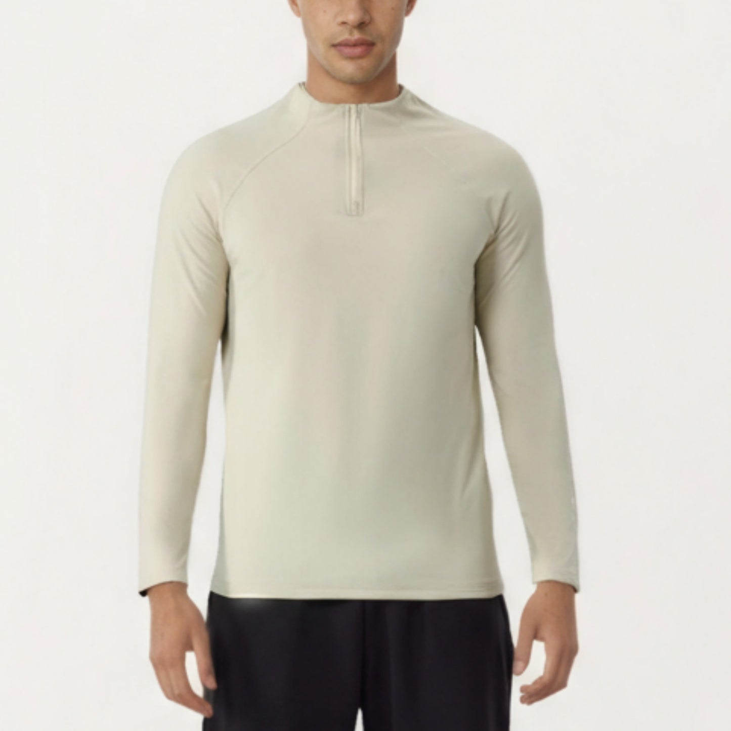 Men's Long Sleeve Quarter Zip Athletic Top with Mock Neck and Stretch Performance Fabric