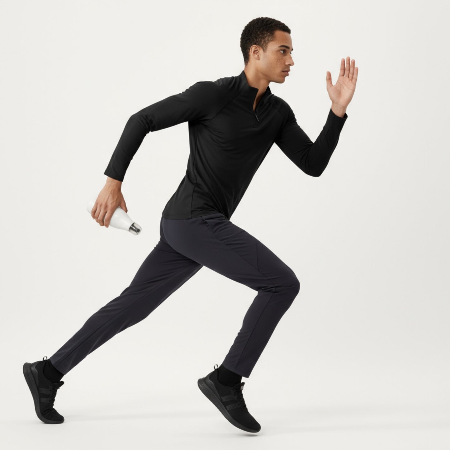 Men's Long Sleeve Quarter Zip Athletic Top with Mock Neck and Stretch Performance Fabric