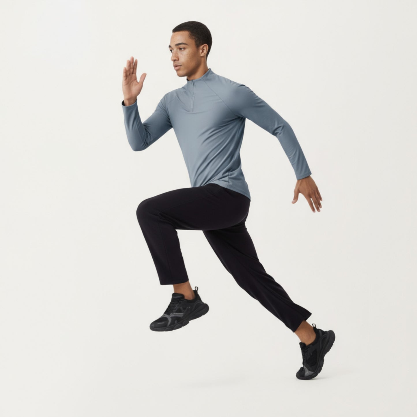 Men's Long Sleeve Quarter Zip Athletic Top with Mock Neck and Stretch Performance Fabric