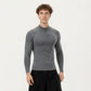 Men's Long Sleeve Quarter Zip Compression Athletic Top with Stretch Fabric and Mock Neck