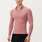 Men's Long Sleeve Quarter Zip Compression Athletic Top with Stretch Fabric and Mock Neck