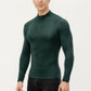 Men's Long Sleeve Quarter Zip Compression Athletic Top with Stretch Fabric and Mock Neck