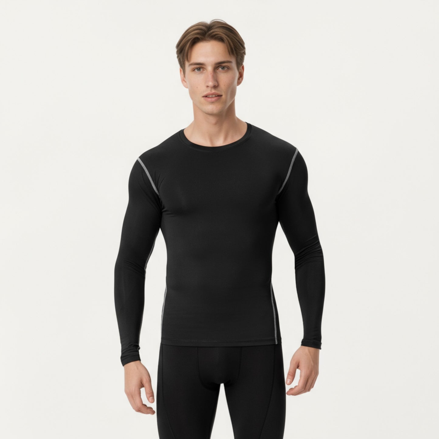 Men's Long Sleeve Compression Base Layer Top with Stretch Fit and Moisture-Wicking Fabric