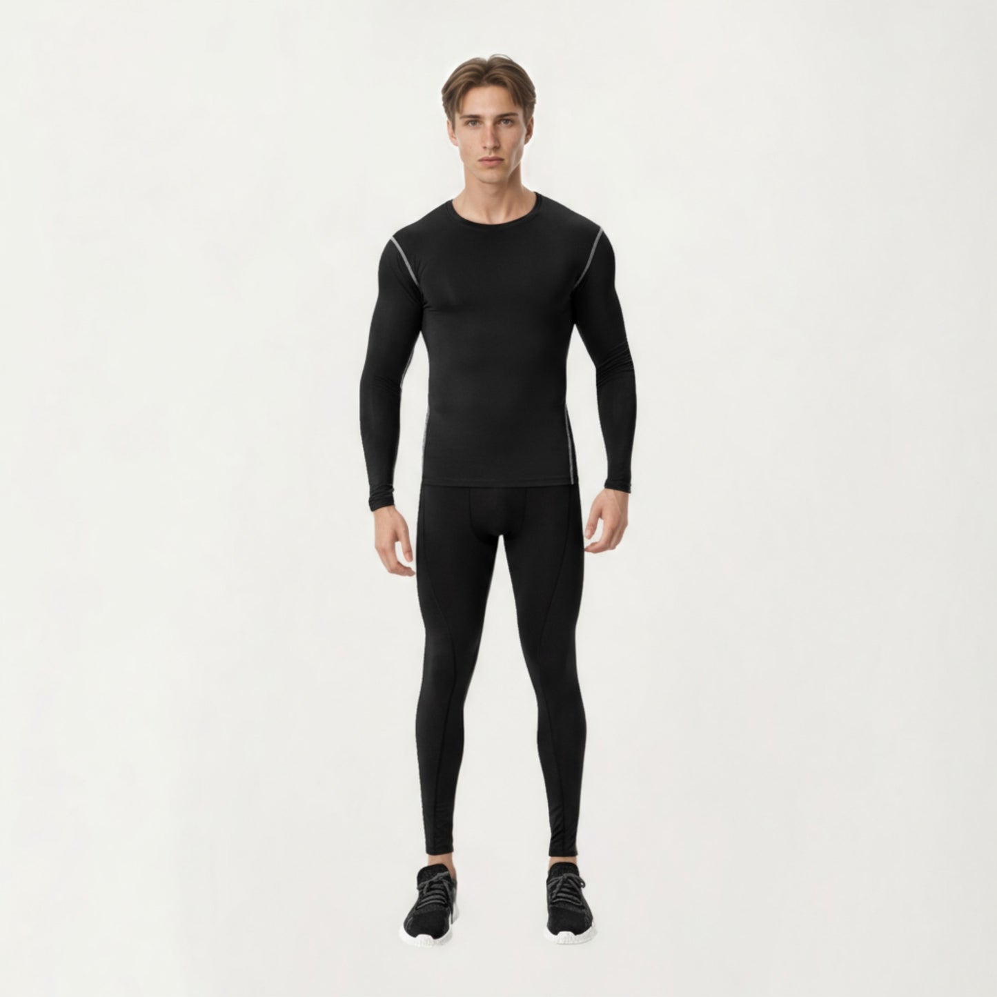 Men's Long Sleeve Compression Base Layer Top with Stretch Fit and Moisture-Wicking Fabric