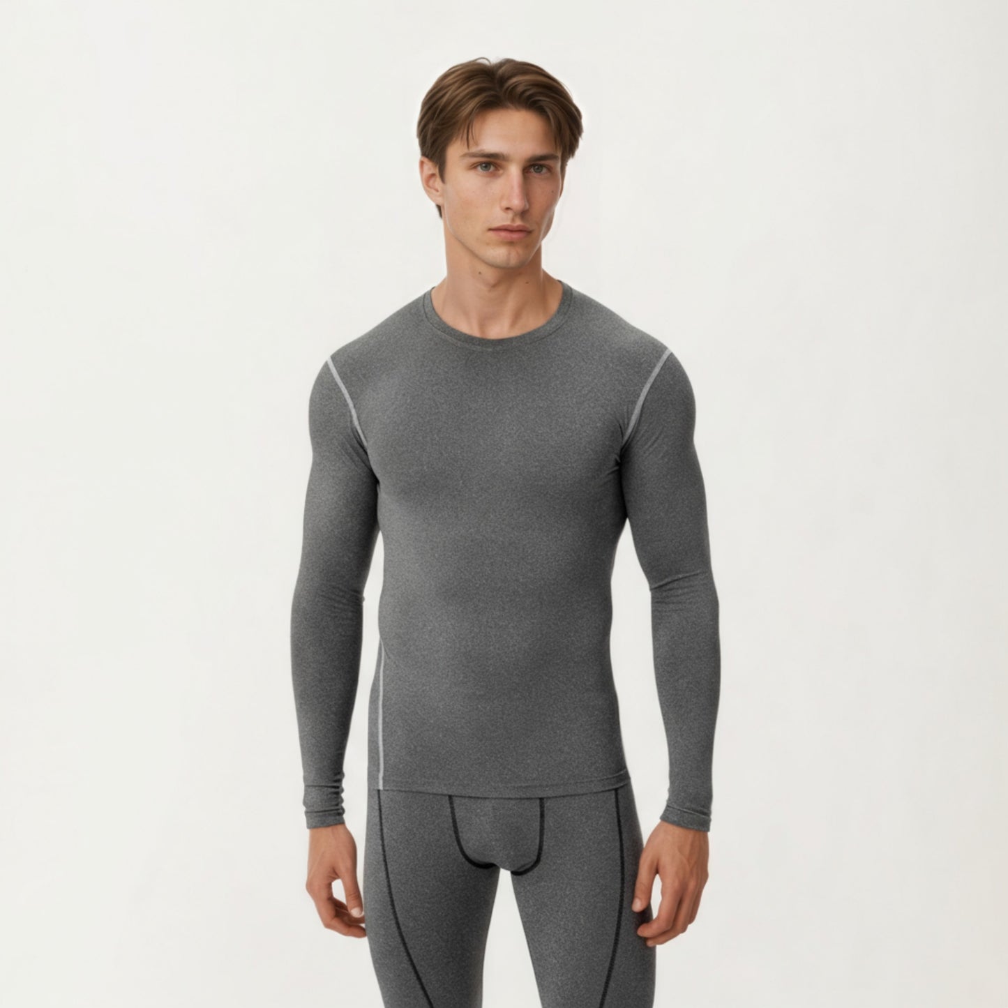 Men's Long Sleeve Compression Base Layer Top with Stretch Fit and Moisture-Wicking Fabric