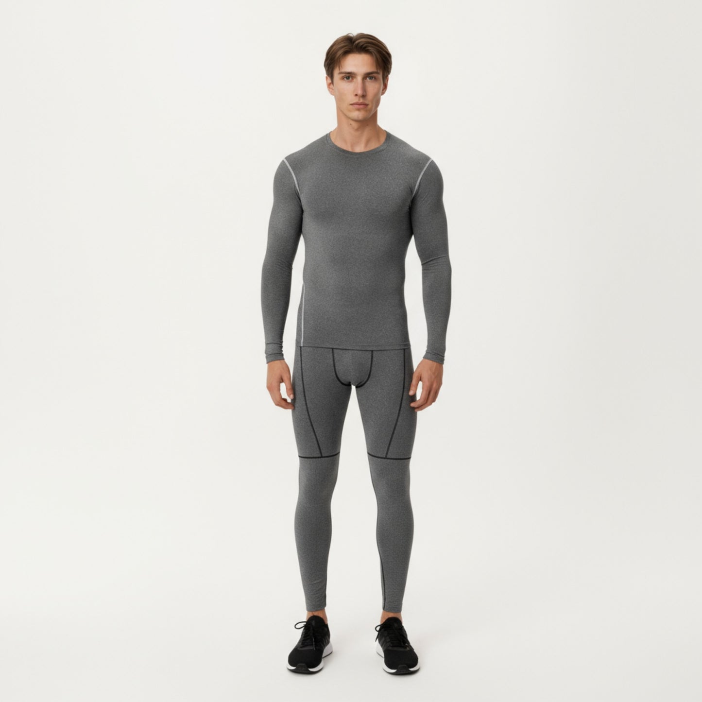 Men's Long Sleeve Compression Base Layer Top with Stretch Fit and Moisture-Wicking Fabric