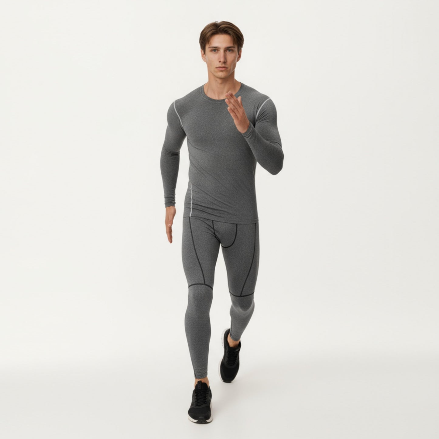 Men's Long Sleeve Compression Base Layer Top with Stretch Fit and Moisture-Wicking Fabric