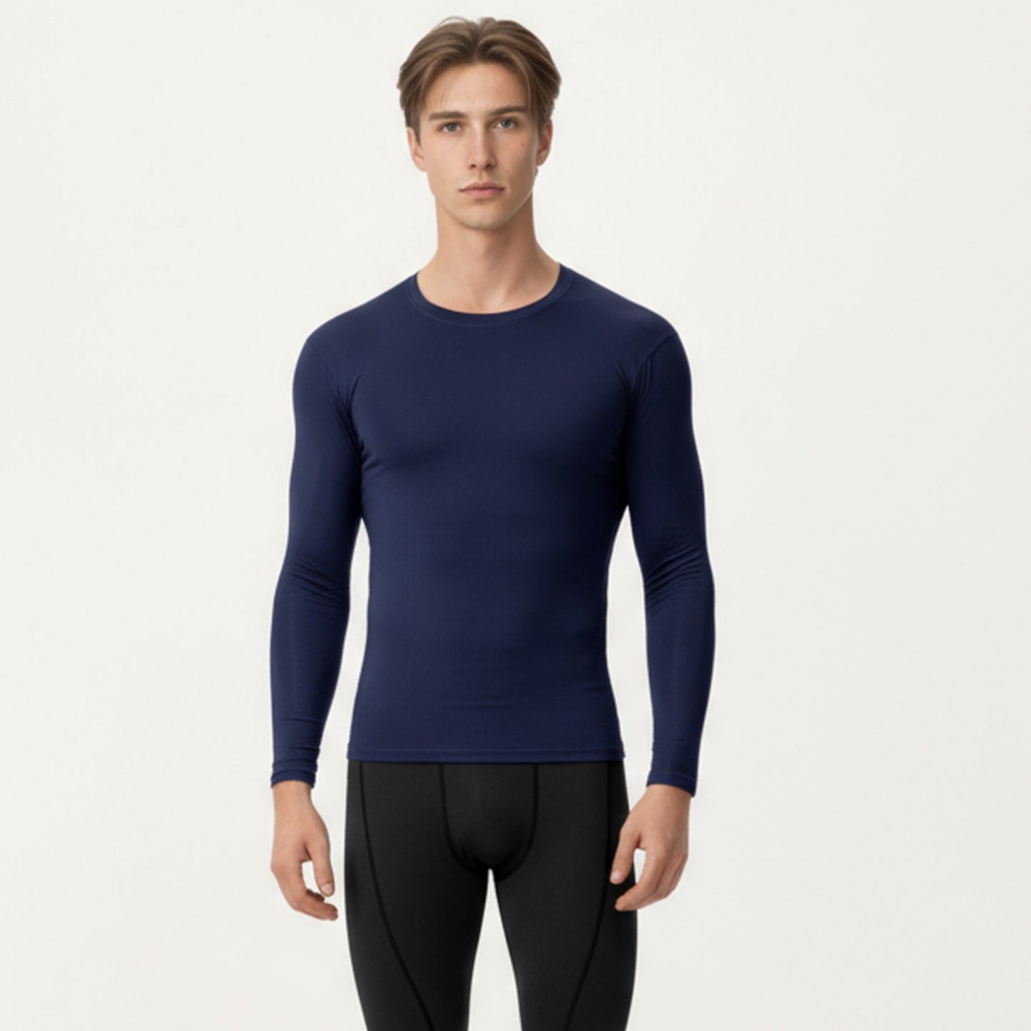 Men's Long Sleeve Compression Base Layer Top with Stretch Fit and Moisture-Wicking Fabric