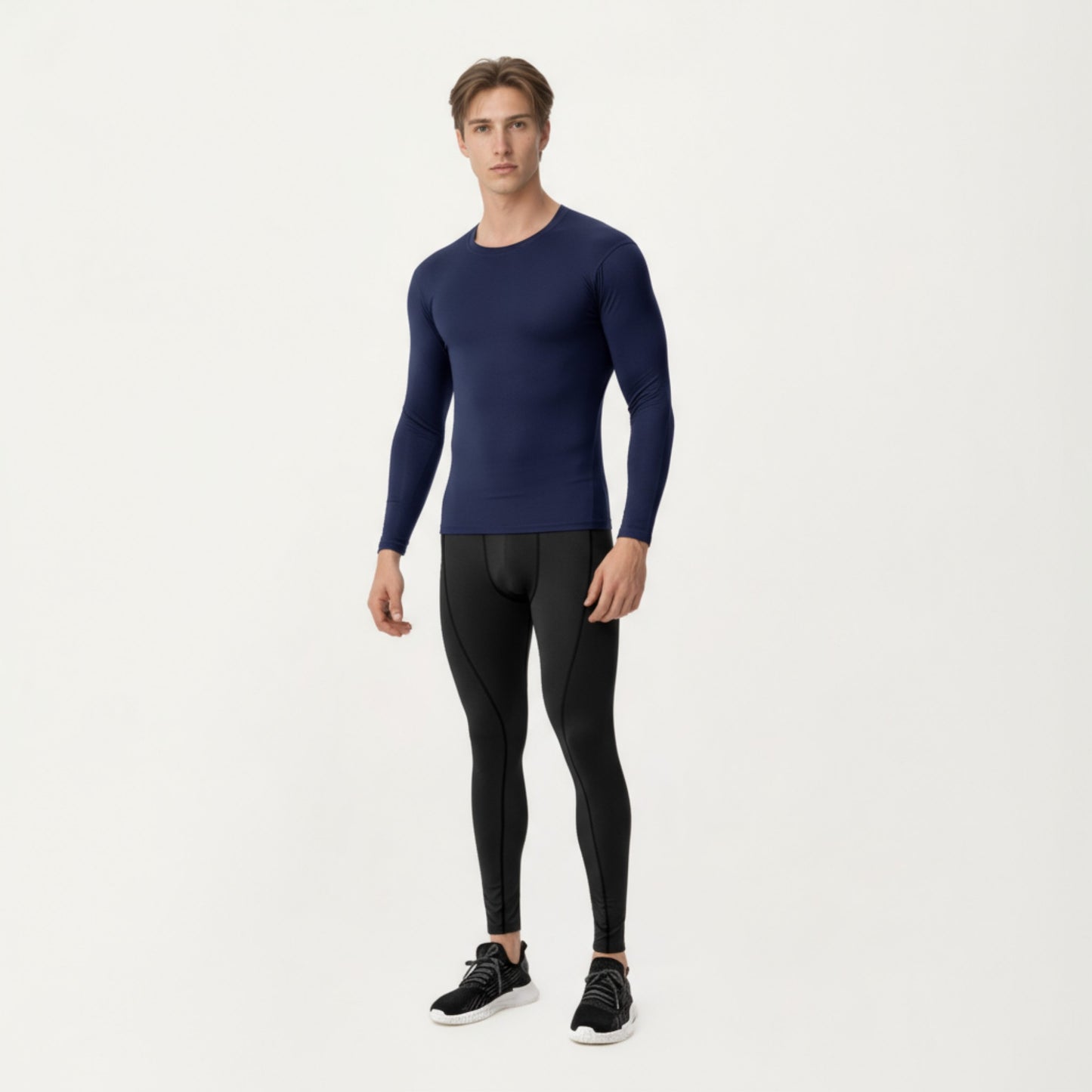 Men's Long Sleeve Compression Base Layer Top with Stretch Fit and Moisture-Wicking Fabric